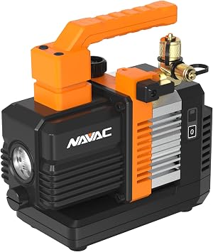 NAVAC NP2D BreakFree Cordless Vacuum Pump Pump Only - 2 CFM Dual-Stage DC Motor, 23 Micron - Includes Battery Adaptor, Works with 18V Battery Compatible with DEWALT - 7 lbs
