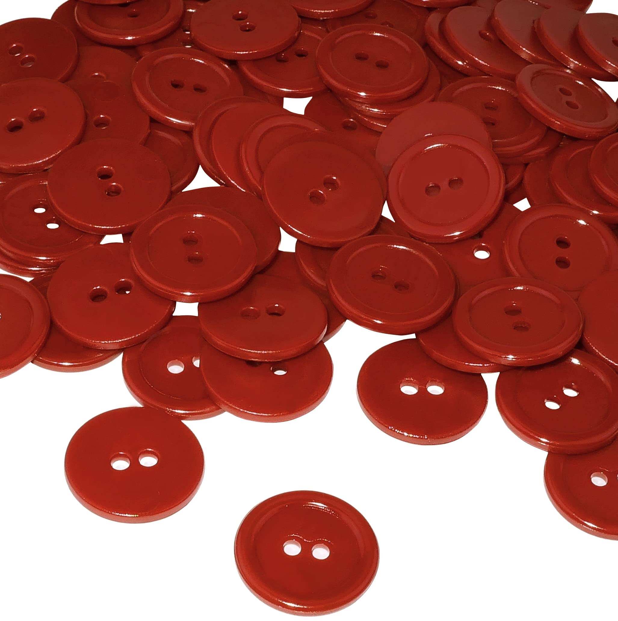 Lot de 6 boutons ronds ciseaux résine 11mm rouge