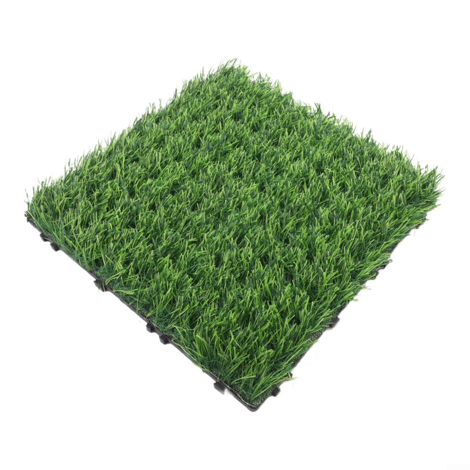 Lot de 5 dalles de gazon artificiel emboîtables 30 x 30 cm auto-drainantes