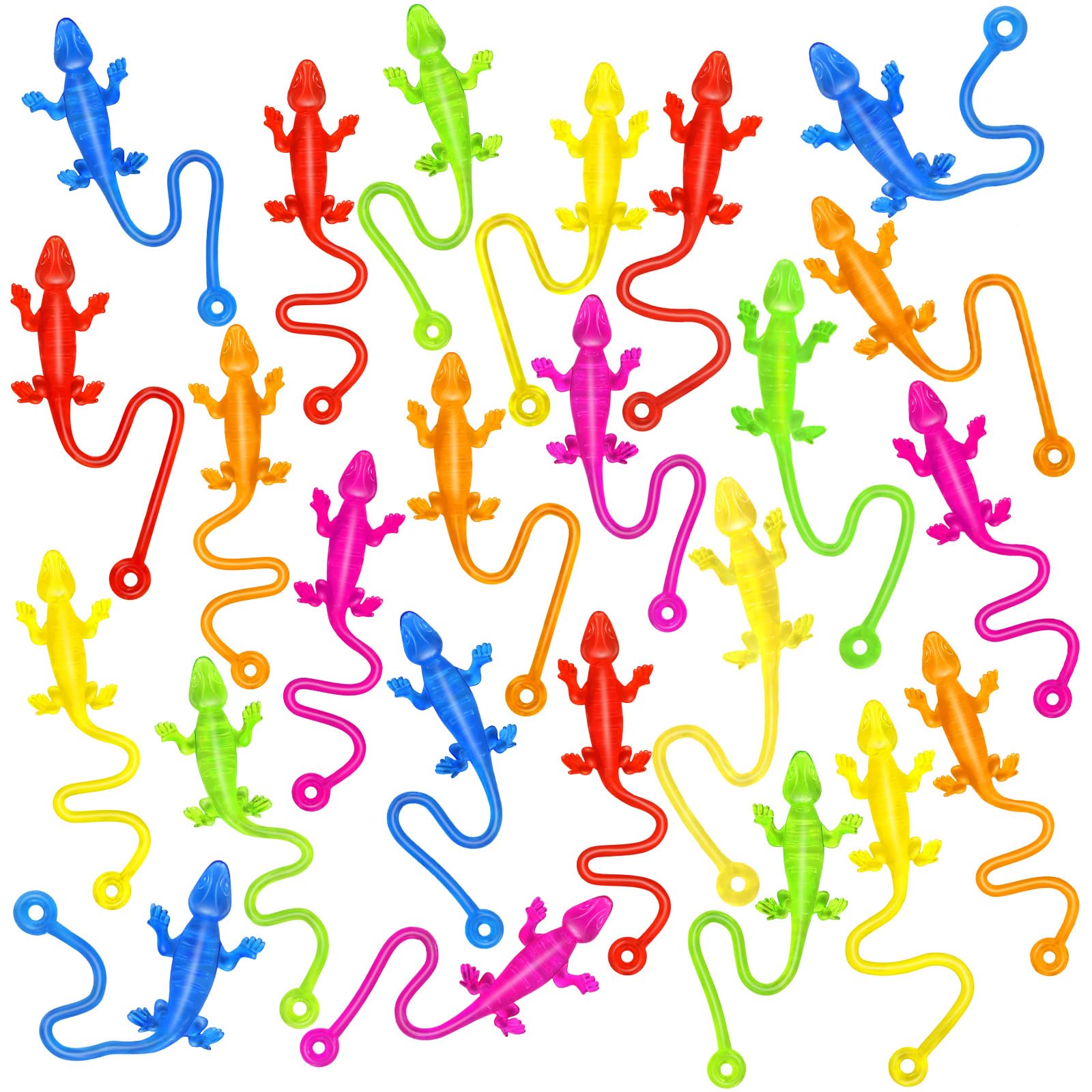 VICROIC 24 PCS Sticky Geckos, Stretchy Sticky Lizards for Kids, Rubbery Lizards Toys for Halloween Party Favors Goodie Bags Easter Egg, Rubbery