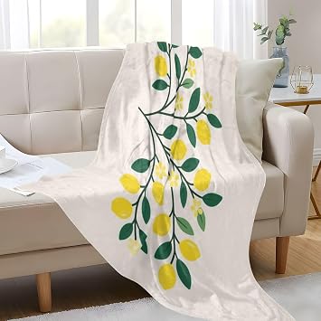 Art Lemon and Leave Glow in The Dark Blanket Throw Blanket All Seasons Ultra Soft Luminous Blanket for Bedroom Couch Decor 55"x70"
