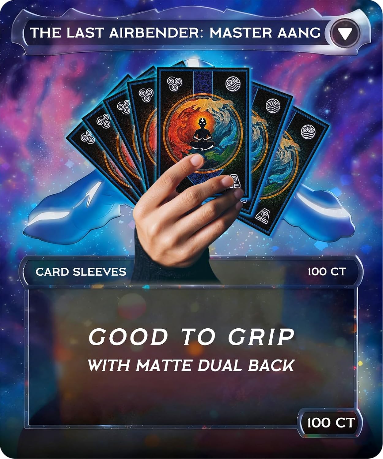 MTG Card Sleeves 100 Pcs (The Last Airbender) Art Sleeves Deck Protector, HD Clear Front & Matte Back, Smooth Shuffle Standard Size Card Sleeves for TCG MTG Cards - Master Aang