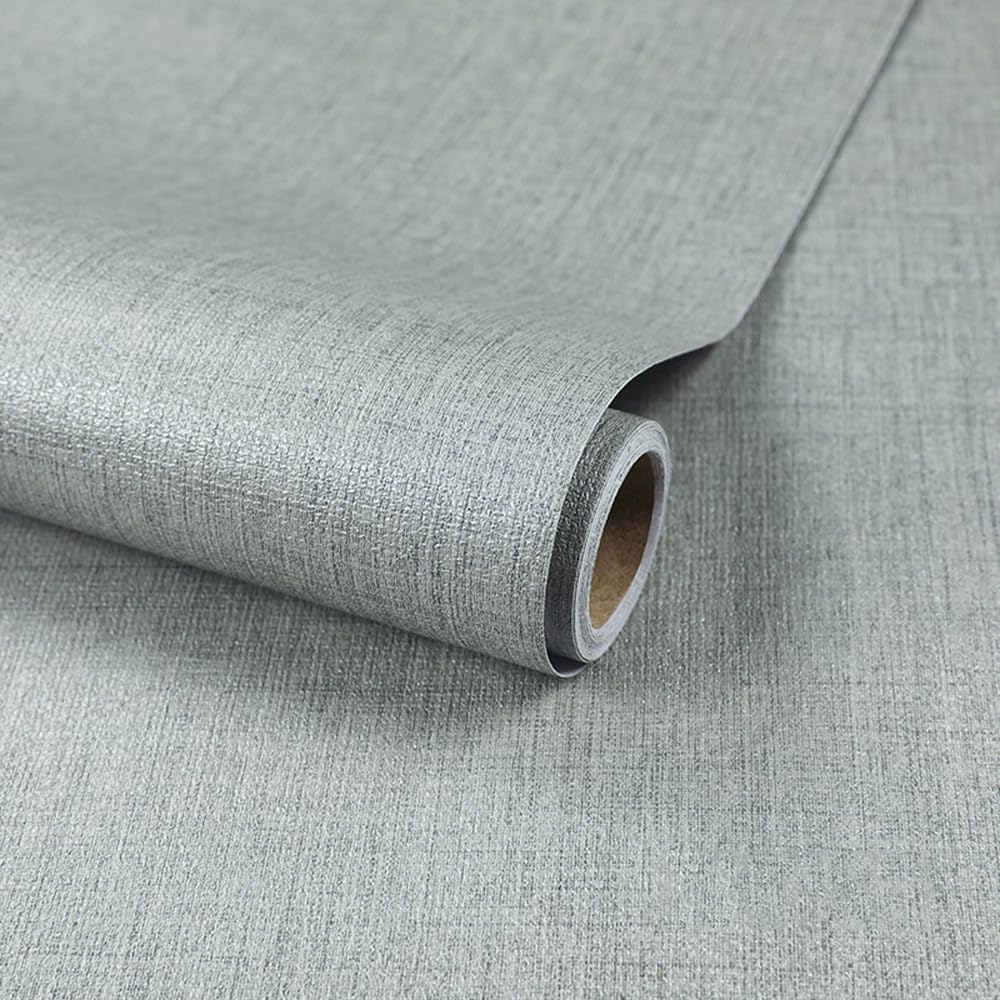 LZH-LP Green Grasscloth Wallpaper Peel and Stick Wallpaper Texture Contact Paper, 40x500CM Green Fabric Self Adhesive Wallpaper Self Adhesive Furniture Covering for Living Room,Cabinets,Kitchen