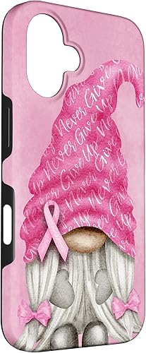 Miniatura 87 de iPhone 15 - Soporte rosa contra el cáncer con gnomo para el caso de concientización sobre el cáncer de mama