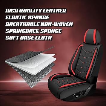 ADERN Car Seat Covers for Mercedes-Benz E-Class 2005-2026, Premium Nappa Leather Car Seat Cover, Stylish Sport Seat Covers, Automobile Seat Cover Sets.(Luxury 2 Seats/Black Red)