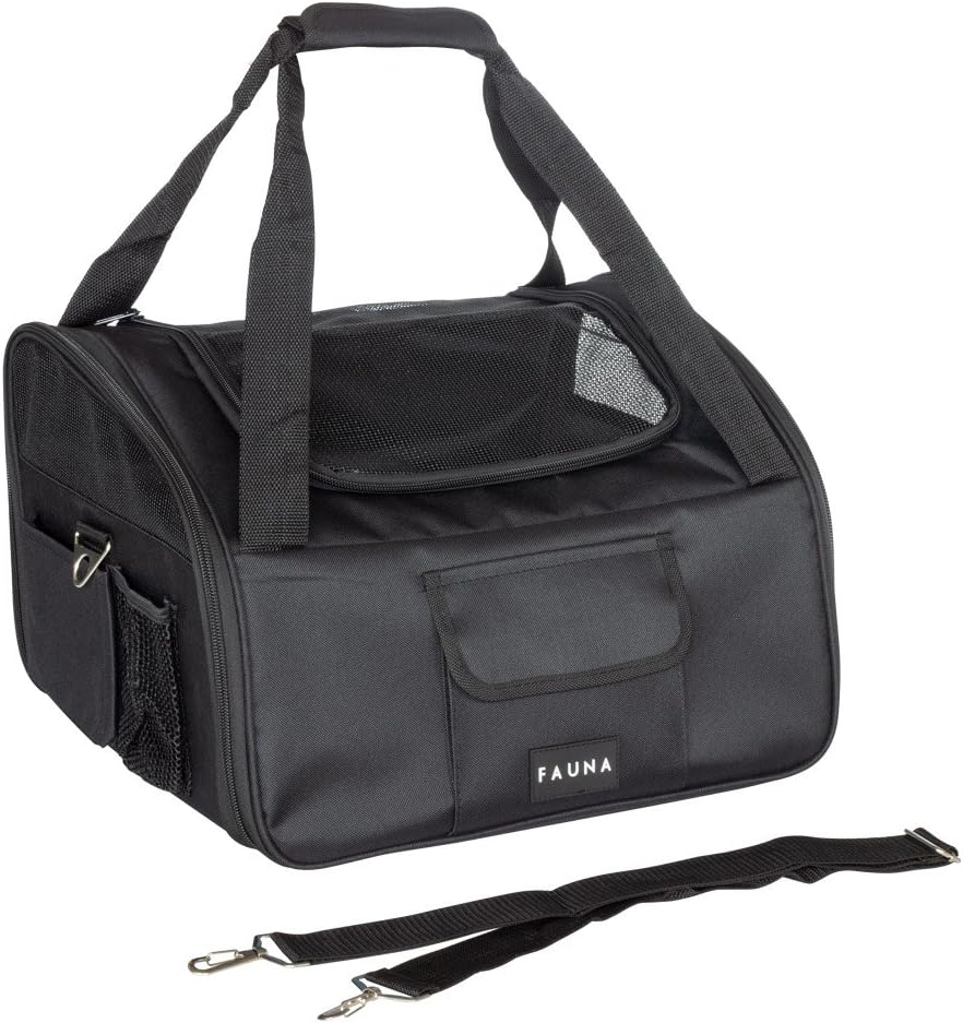 Fauna Folding Lightweight Pet Cat Dog Travel Car Seat Booster Carrier Crate Bag, Black