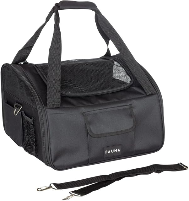 Fauna® Folding Lightweight Pet Cat Dog Travel Car Seat Booster Carrier Crate Bag (Black)
