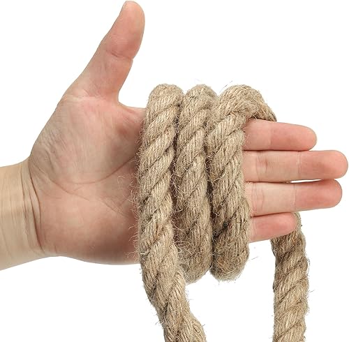Miniatura 4 de PATIKIL Cuerda de yute de 12 pulgada y 29.5 pies, cuerda de manila natural de 4 hebras trenzada, cuerda gruesa y pesada para decoración del hogar y
