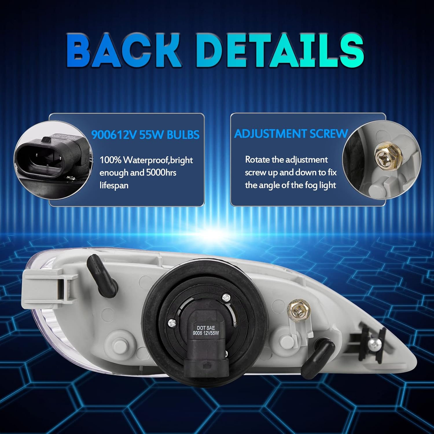 Fog Lights Lamps Replacement for 2002-2004 Toyota Camry, 2005-2008 Toyota Corolla, 2002-2003 Toyota Solara Fog Light Compatible with Halogen Bulbs Switch and Wiring Kit