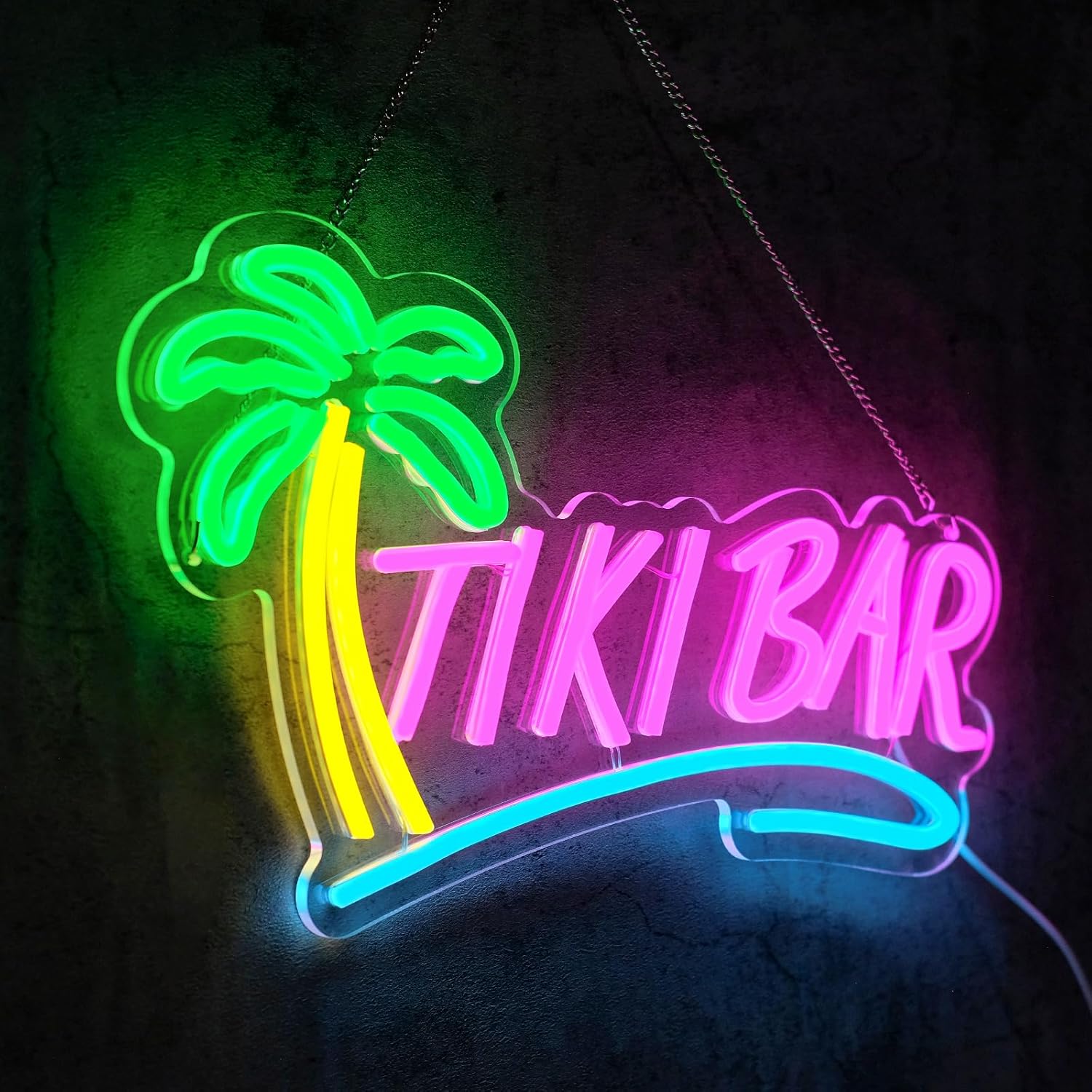 Tiki Bar Neon Sign for Wall Decor Dimmable Hawaiian Tiki Led Lights Signs Open Signs for Business Neon Light for Man Cave Club Pub Bistro Summer Party Restaurant Home Bar Gift - Image 2