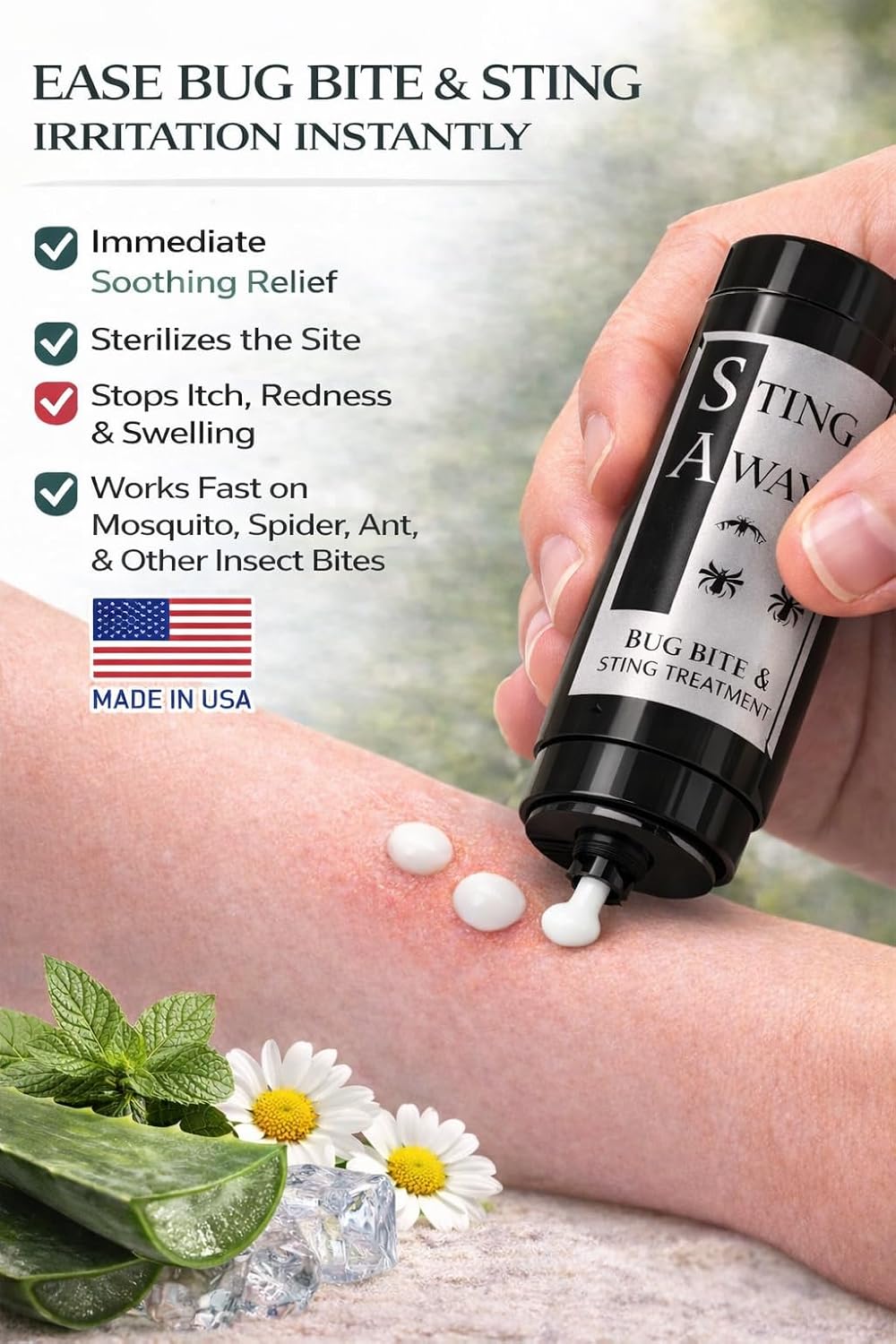 Bug Bite and Sting Treatment : Pain + Itch Relief, 2 Ounce (Pack of 1), Black