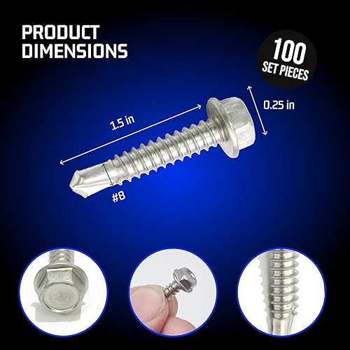 Miniatura 43 de Tornillos autoperforantes de cabeza hexagonal de acero inoxidable, tornillos autotaladradores, elegir tamaño y cantidad., #10