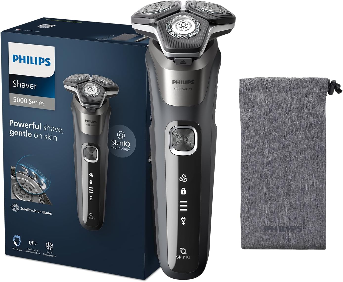 Philips Series 5000 Wet and dry electric shaver and soft pouch S5887/10