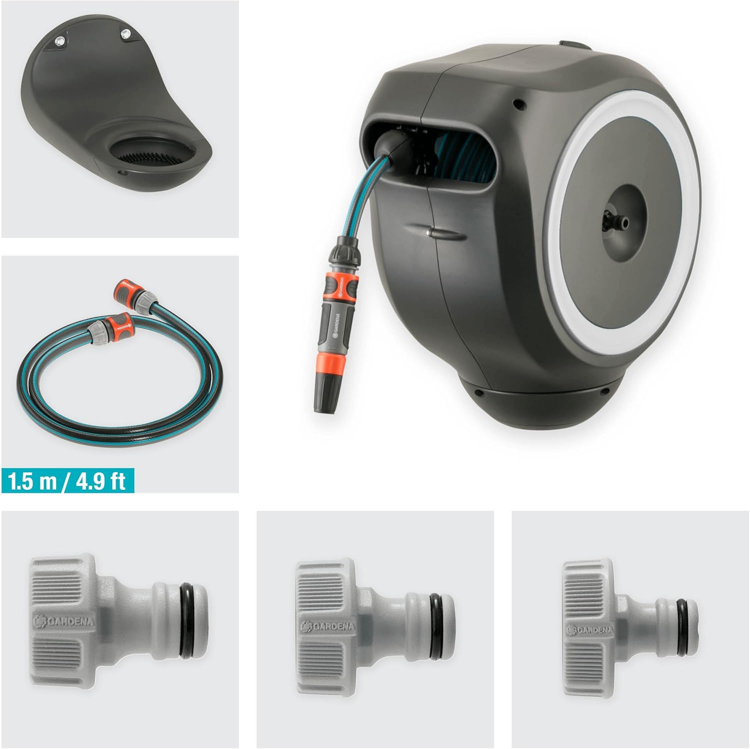 Included components for Gardena Rollup S Wall Hose Box