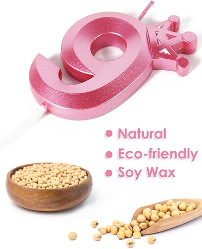 Miniatura 5 de Velas de cumpleaños 21 para pastel, velas rosas número 21 con corona, diseño 3D para tartas de cumpleaños para niñas y mujeres, fiesta de