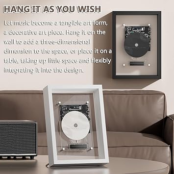 Wall Mounted Cd Player, Wall Mountable Music Frame Cd Player, W/Remote Control, 5.0 Bluetooth/3.5mm AUX Output, Without Speakers, for Home/corridor/Office/Wall Decor