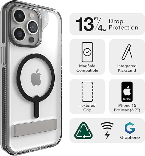 Miniatura 2 de ZAGG Santa Cruz Snap - Funda para iPhone 15 Pro Max, funda MagSafe, protección contra caídas (13 pies13.1 ft), grafeno duradero, antiamarilleo y