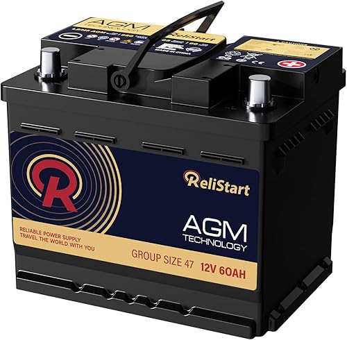 Batería AGM BCI Group 47 - Batería automotriz de 12 V, 60 Ah H5, tamaño 47, batería de 12 V para arranque y parada recargable, ciclo profundo,