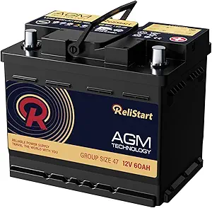 Relistart 12V 60Ah Group 47 AGM Start-Stop Car Battery (680 CCA)