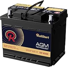 AGM Battery BCI Group 47 Car Battery-12v 60Ah H5 Size 47 Automotive Battery, 12V Battery Start and Stop Rechargeable Auto Starting Power, Deep Cycle,105RC, 680CCA