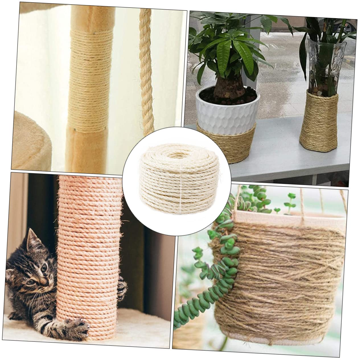 BESPORTBLE 4mm Beige Sisal Cat Scratching Rope, Natural Jute Replacement Rope for Cat Trees and Scratching Posts - Image 3