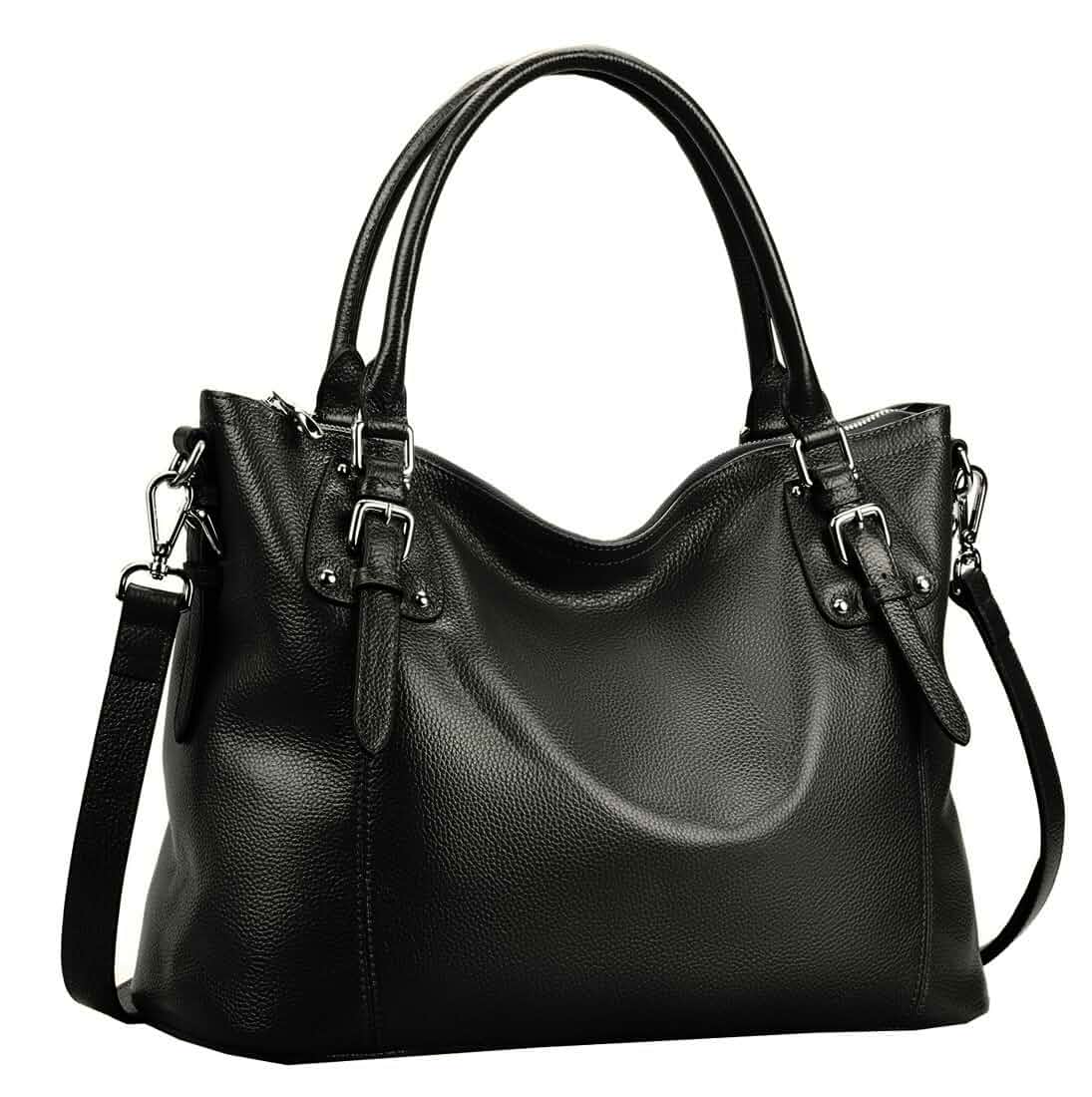 HESHE Leather Purses and Handbag for Women Shoulder Bag Tote Top Handle Bag Genuine Designer Large Capcity Hobo Crossbody Satchel Travel Work Ladies Zippered Ladies Daily Bag Adjustable Long Strap
