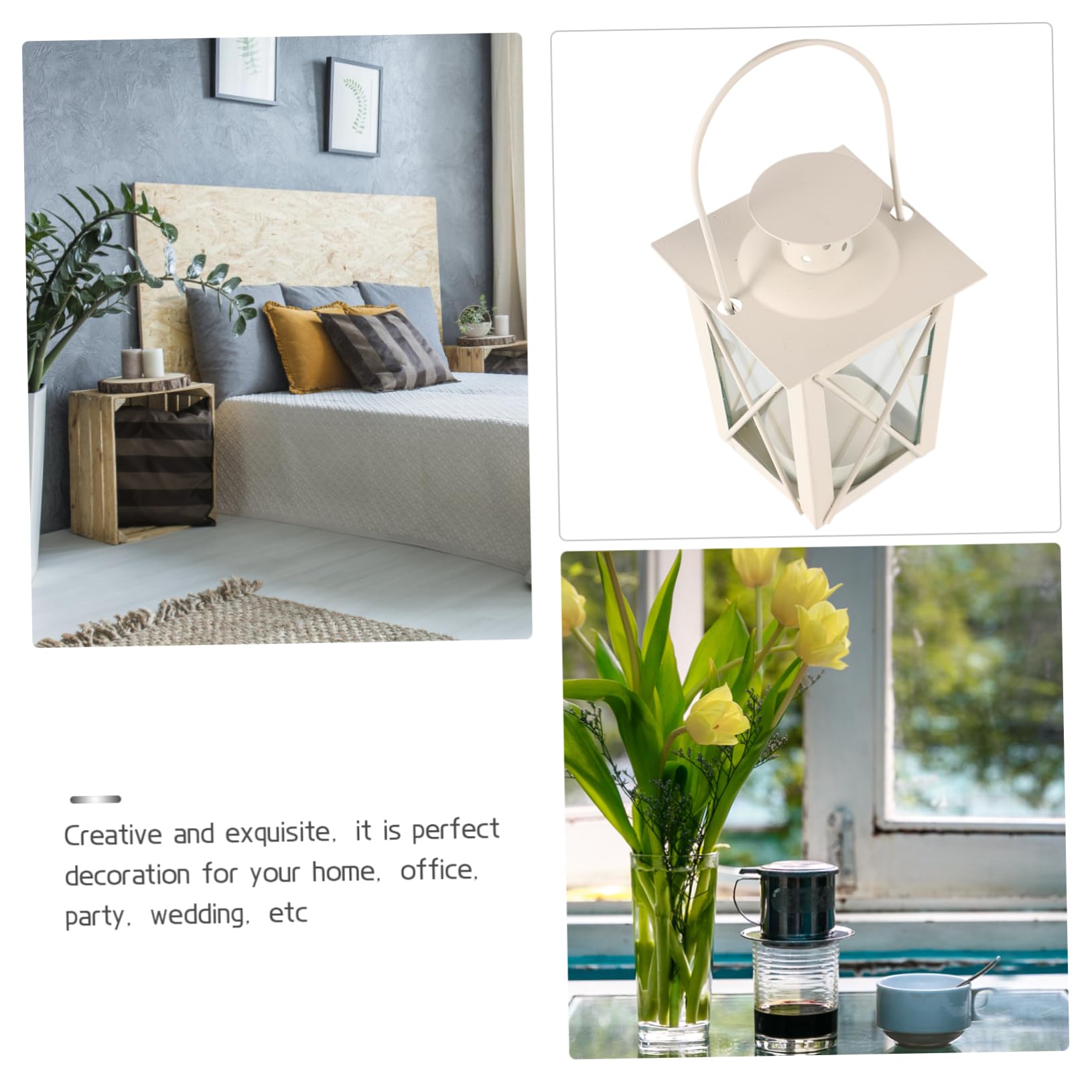 MUCKLILY Iron Art Candlestick Iron Art Candles 4pcs Candlestick Unique White Glass Candle Cup Creative Desktop Ornaments Novel Candlestick