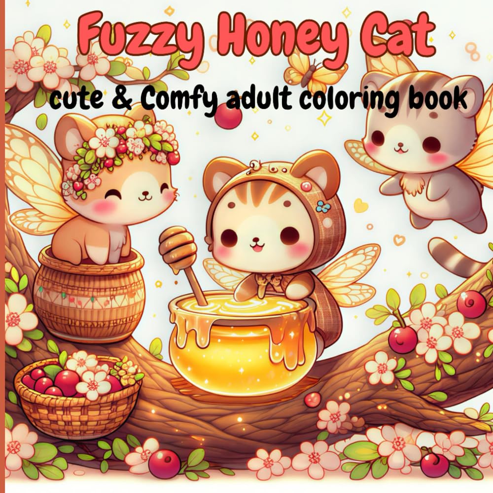 Fuzzy Honey Cat: Cute and Comfy Adults & Teens And Kids Featuring Adorable Animals for Stress Relief (FUZZY HONEY CAT)