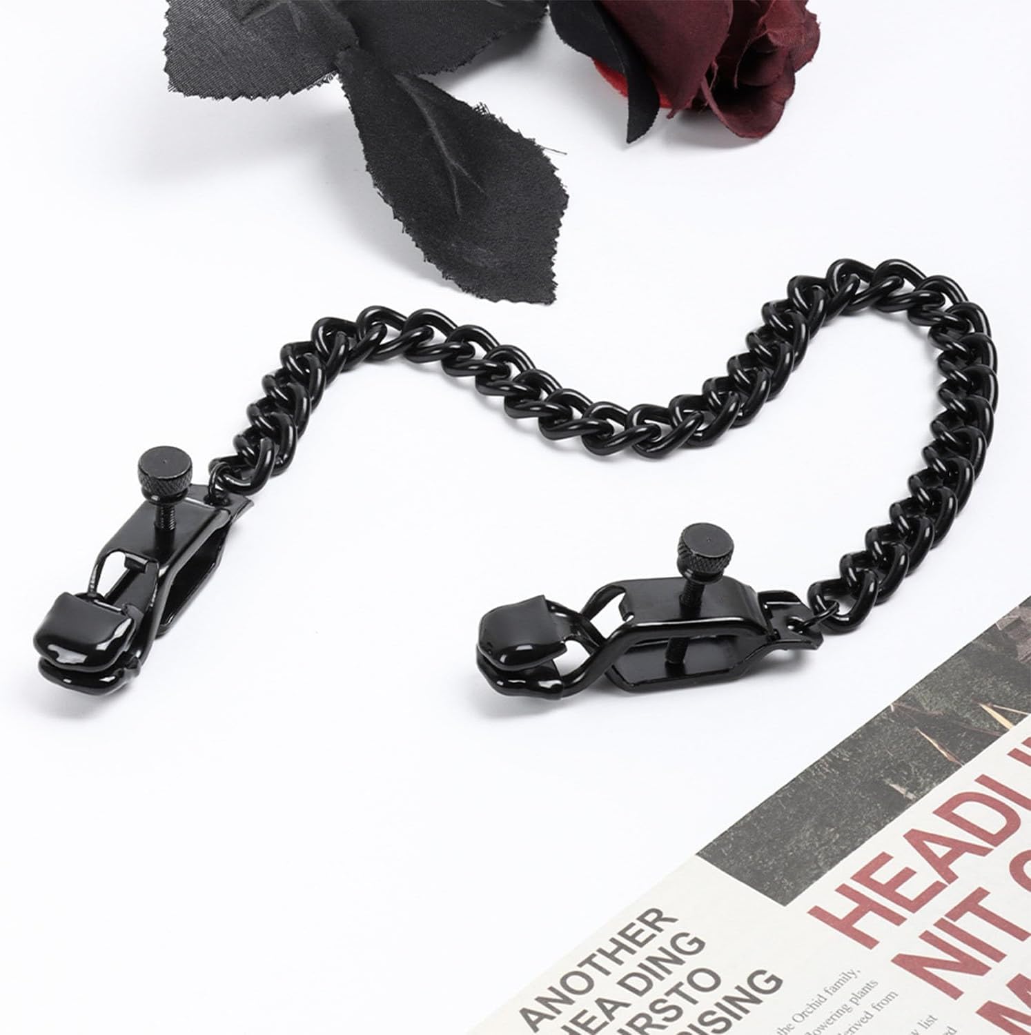 Nipple Clamps with Chain Necklace for Women Men Nipple Clip for Pressure Adjustable Pleasure Tools for Women Non Piercing Faux Body Jewelry for Women Men