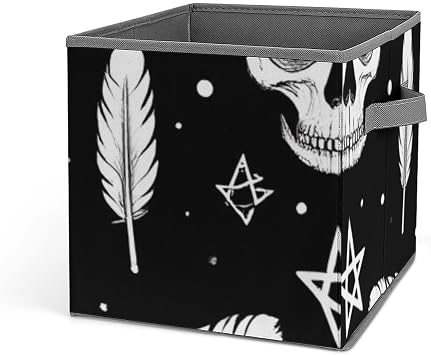 Large Folding Storage Bins Cubes Organizer Storage Box With Handles For Home Office Goth Raven Crow Skull Moon Star Gothic Witch Magic Spirit Board