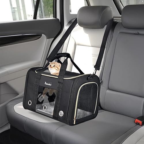 Miniatura 7 de Petmolico Transportador para gatos Bolsa de mascotas de lados suaves para gatos pequeños y medianos, cachorros, 16 libras, transportador de viaje