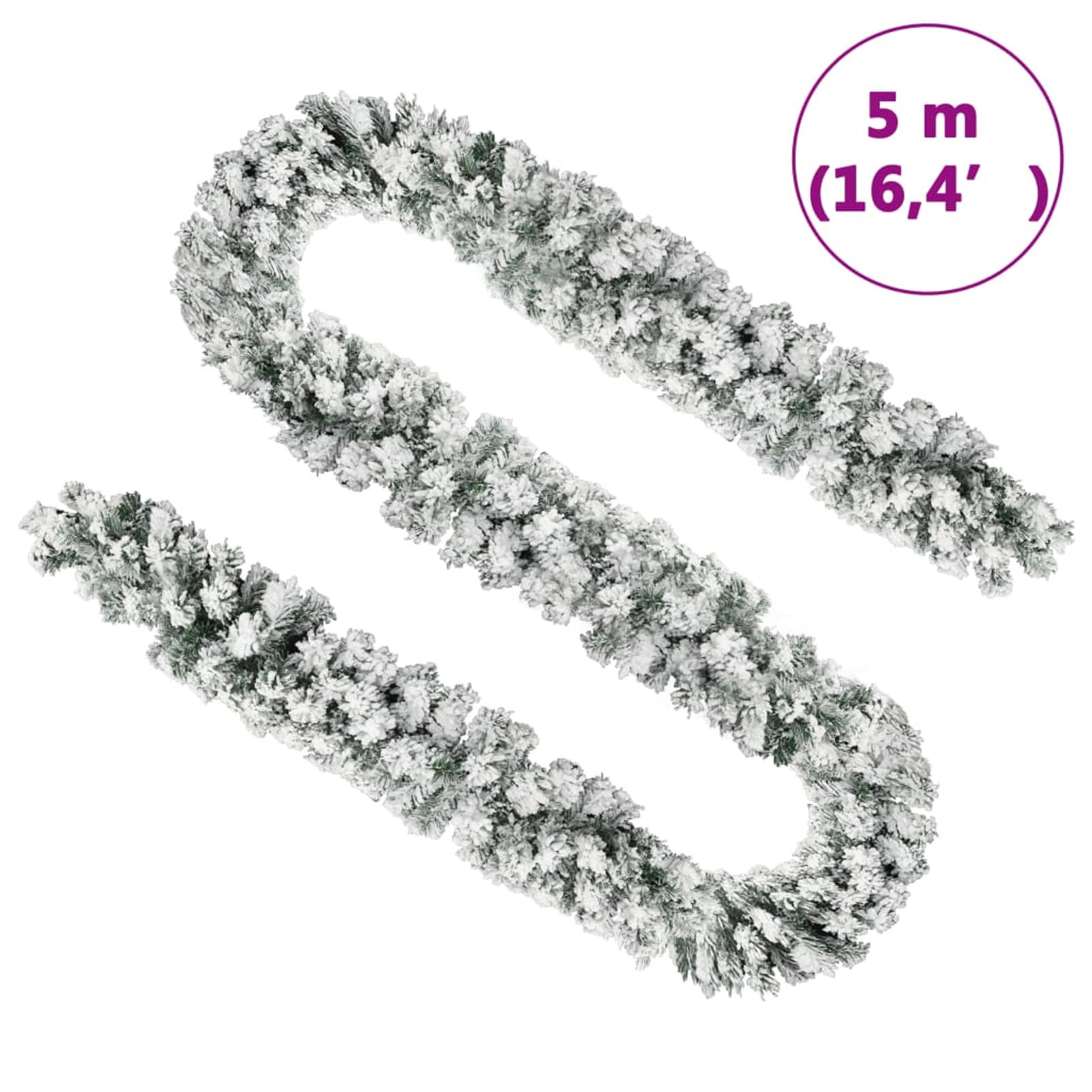 Weihnachtsgirlande mit Schnee Tannengirlande Weihnachtskranz Weihnachstdeko für Innen und Außen Grün 5 m PVC
