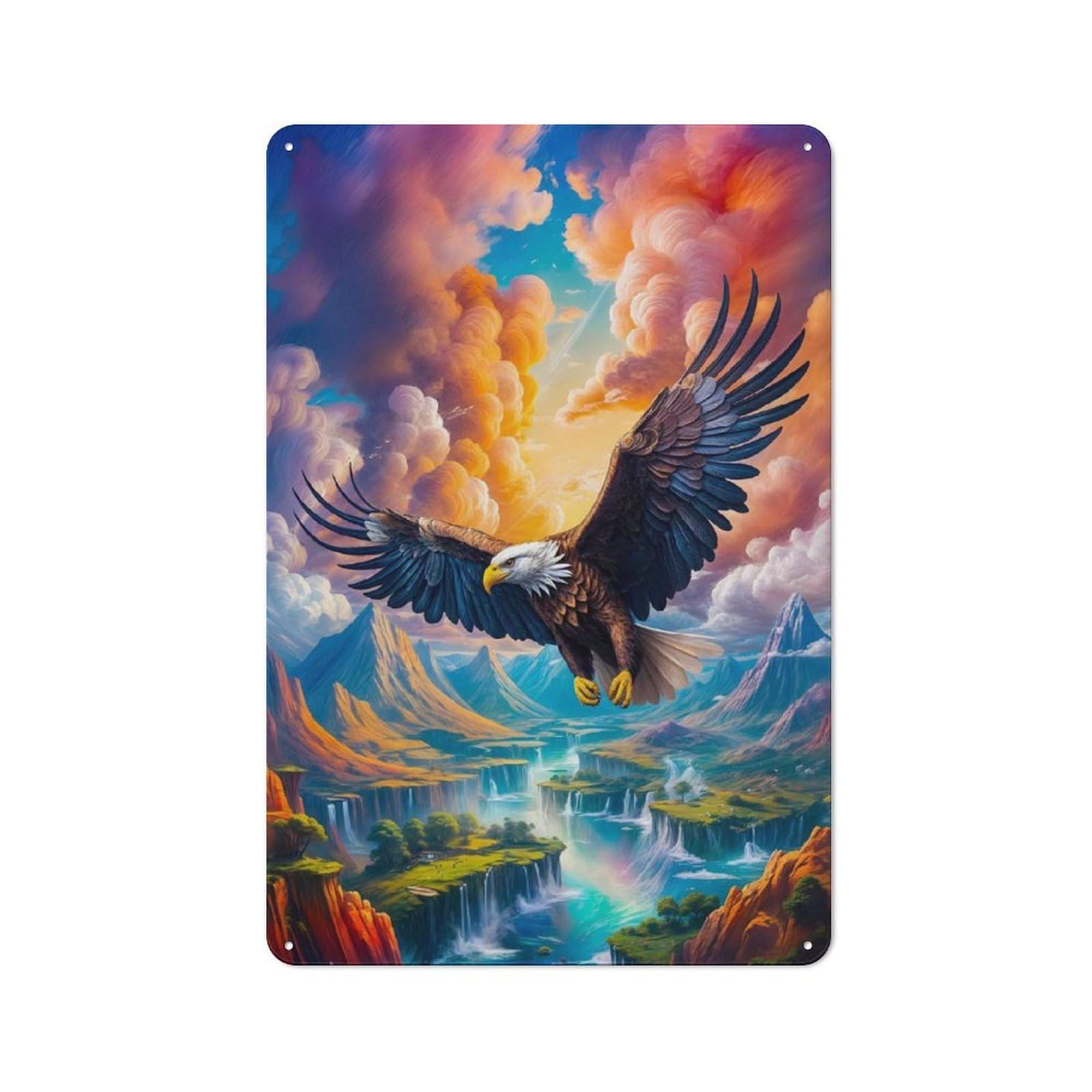 Junmoney Majestic Eagle Flight Retro Tin Sign 30X20cm For Garden Room Or Summerhouse, A Housewarming Gift For Garden Room Decor Fans