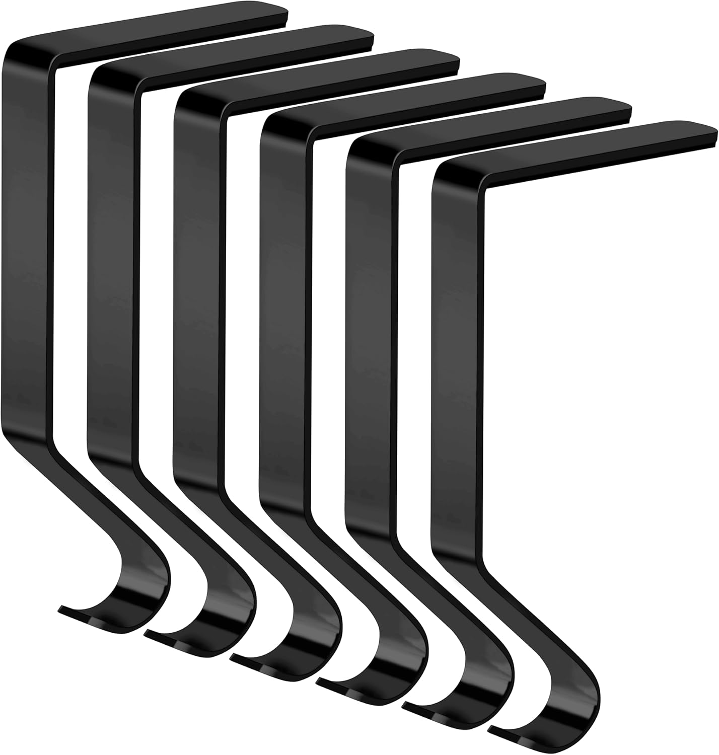 Palonu Christmas Stocking Holders Mantel Stcoking Hangers Metal Ornament Hooks Fireplace Hanger Grip for Christmas Party Decorations (6, Black)