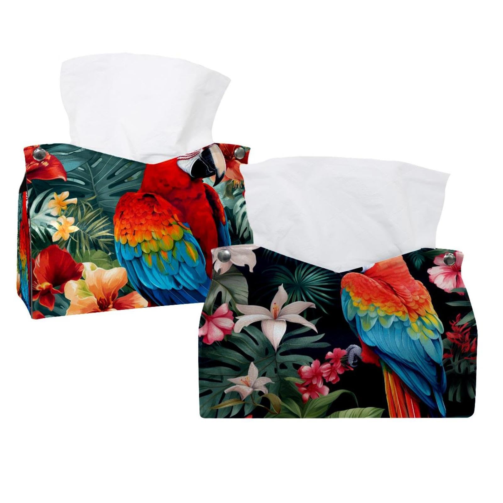 Boîte à mouchoirs en cuir perroquet pour sublimer votre salle de bain et bureau