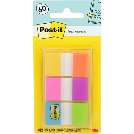 Post-it® Flags, On-the-Go Dispenser, .94 in Wide, Alternating Electric Glow Collection (680-EG-ALT)