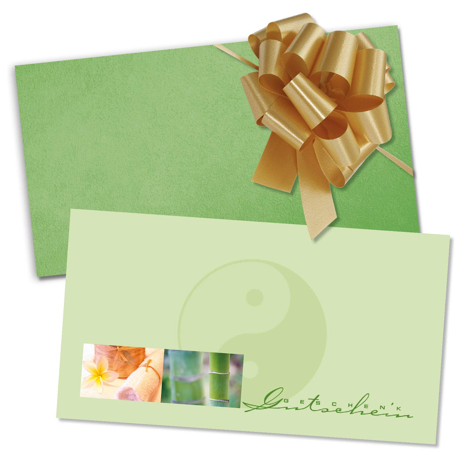 GESCHENKGUTSCHEINcom - 50 Gutscheine mit Umschlag/Schleife für Kosmetikinstitut Kosmetik Wellness - Geschenkgutschein-Vordruck blanko MA1210-2-50