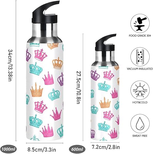 Miniatura 2 de Botella de agua aislada de acero inoxidable con pajita de 32 onzas, botellas de agua a prueba de fugas para gimnasio, viajes al aire libre, escuela,