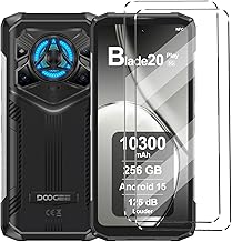 Pack of 2 tempered glass shatterproof protection compatible with Doogee Blade 20 Ultra/Blade 20/Blade 20 Play/Blade 20 Turbo Shock-Resistant Screen Protector Film, Clear