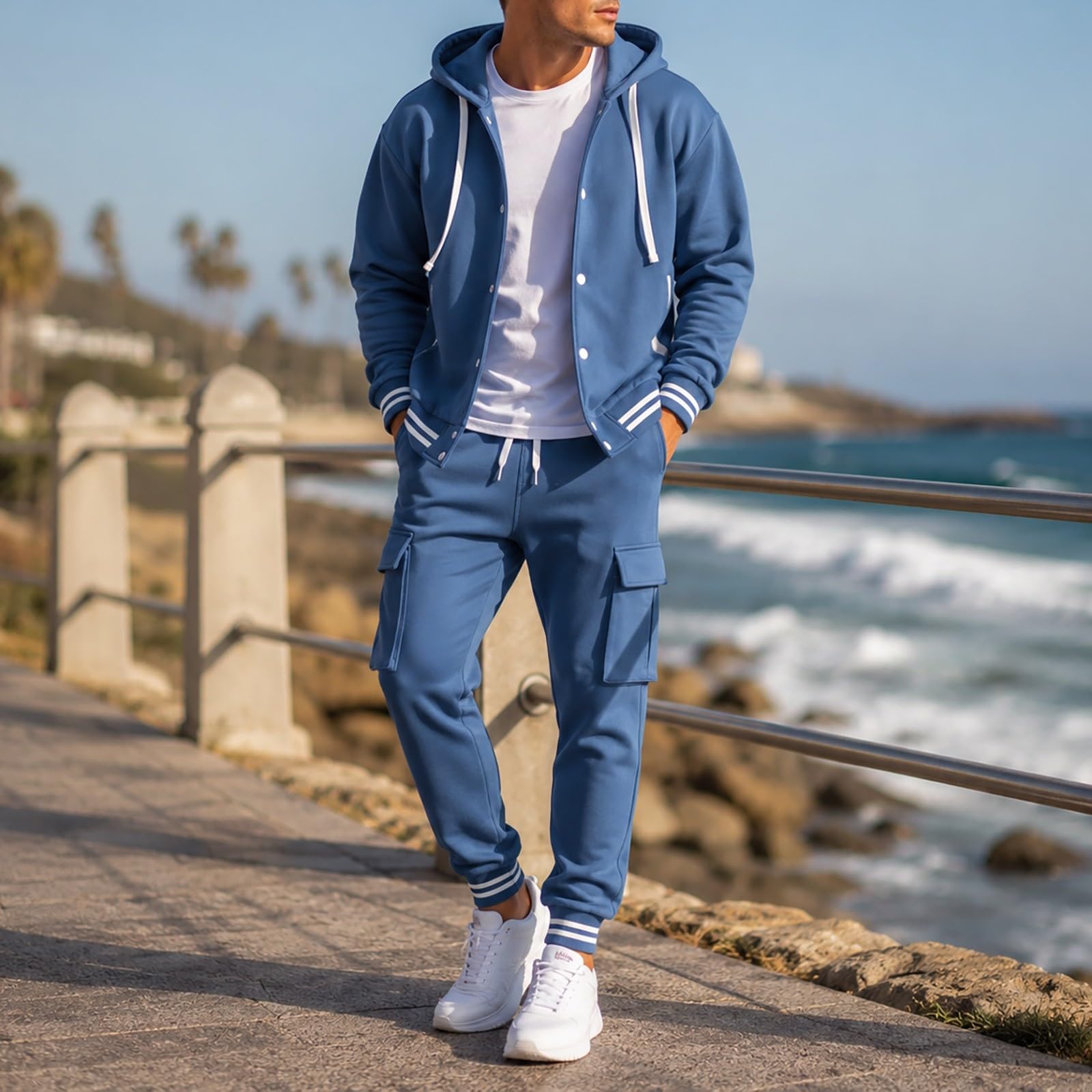 Survêtement complet pour homme 2 pièces à capuche style baseball