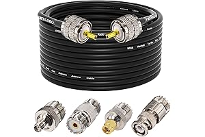 50 Ohm Coaxial Cable: RG58, PL259, SO239, SMA, UHF, BNC Adapters