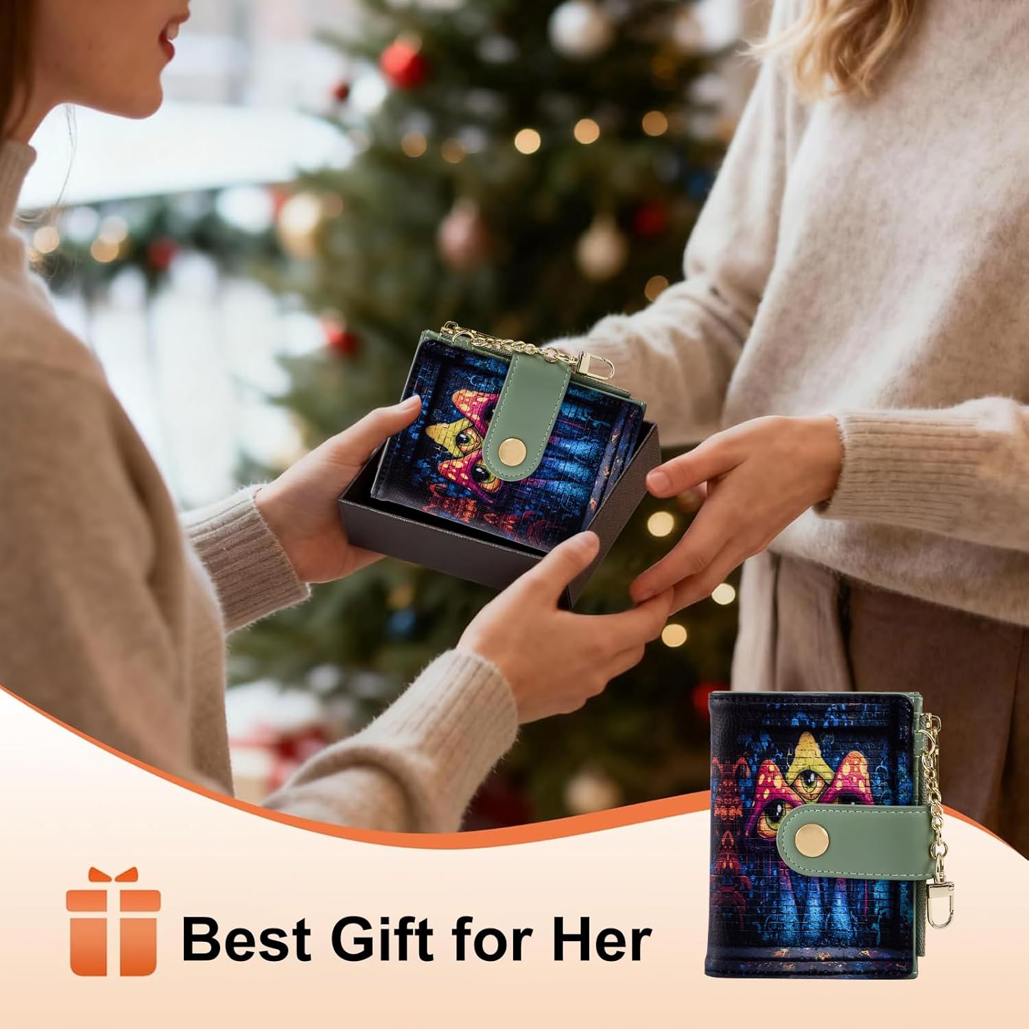 Cute Women Wallet, Small Slim Thin Rfid Credit Card Wallet, PU Leather Bifold Cash Zipper Coin Pocket ID Window for Female Ladies Teen Girls Girly - Image 8