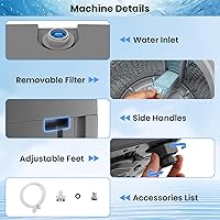 Vista 6 de NICTEMAW - Lavadora portátil de 17.8 libras, lavadora portátil completamente automática de 2.4 pies cúbicos con 10 programas de lavado, 8 niveles