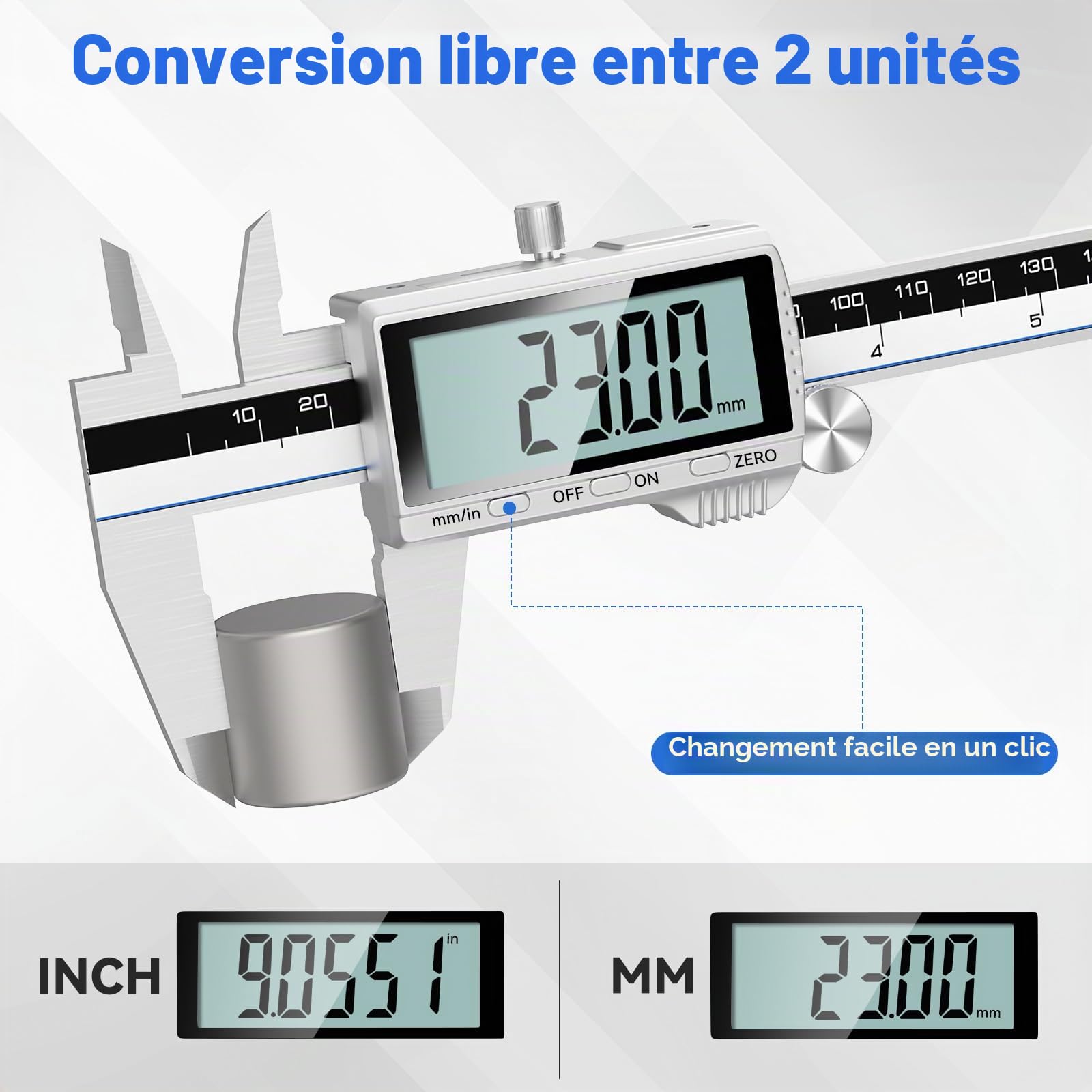 Housolution Pied à Coulisse Numérique, Outil de Mesure 8" avec Grand LCD | Commutation Pouces/MM, 4 Modes de Mesure, Micromètre en Acier Inoxidable avec Écran Éclaboussures pour Menuisiers