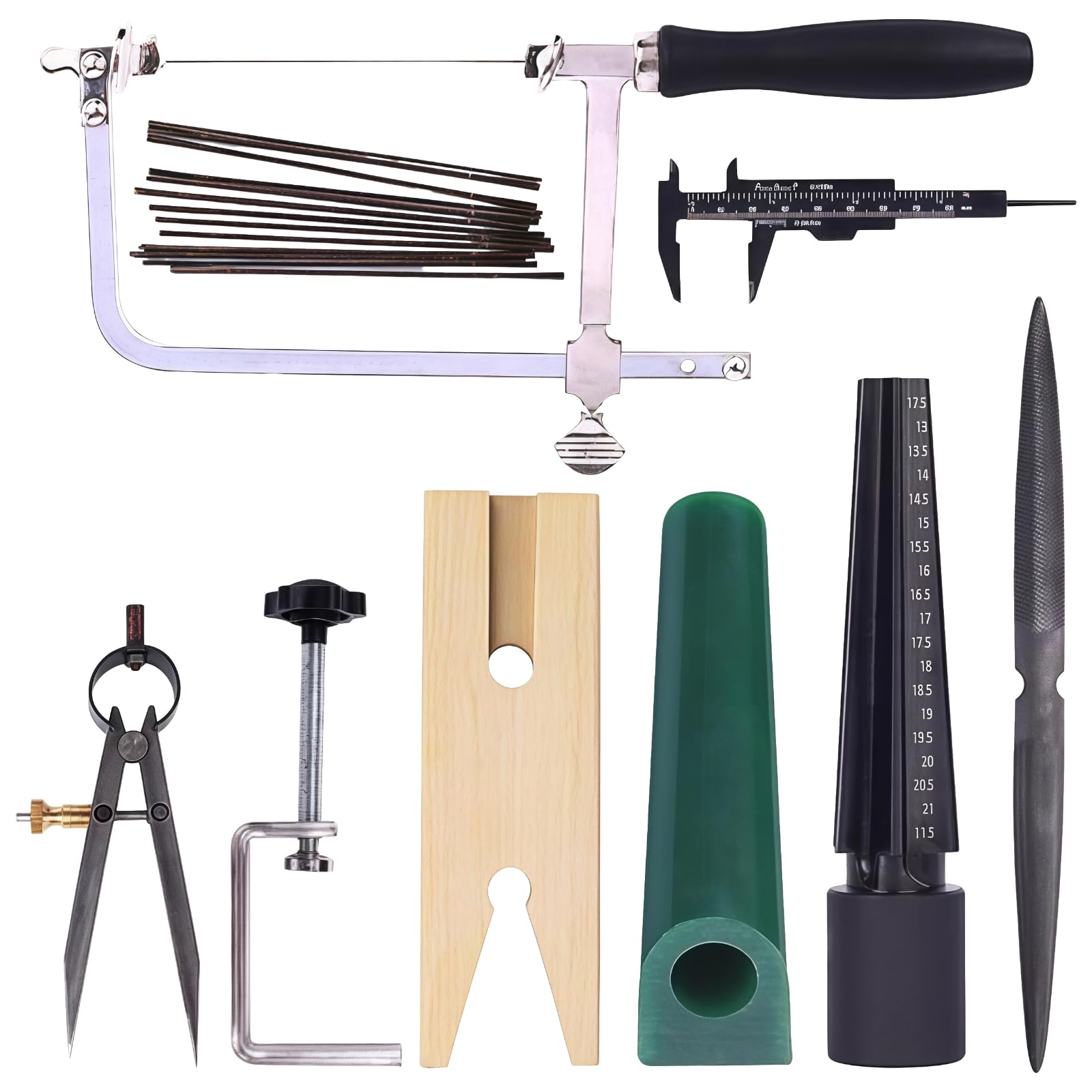 Packool Multicolor Jewelers Tools Set, 8Pcs Professional Jewelers Wax Ring Carving Tool Kit Wax Ring Sizer Wax Tube File Jewelry Ring Saw Frame