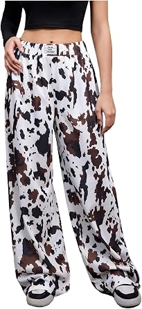 GORGLITTER Womens Cheetah Print Pants Leopard Straight Leg Sweatpants