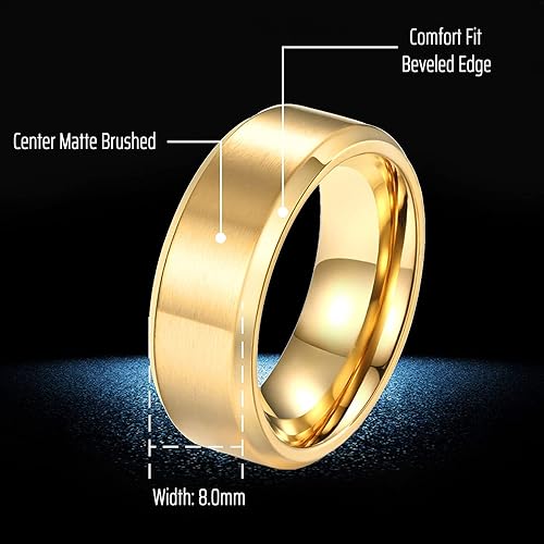 Miniatura 3 de CEJUG - Juego de anillos de boda de oro amarillo de 18 quilates para él y ella, mujeres, hombres, bandas de acero inoxidable de titanio, anillos de