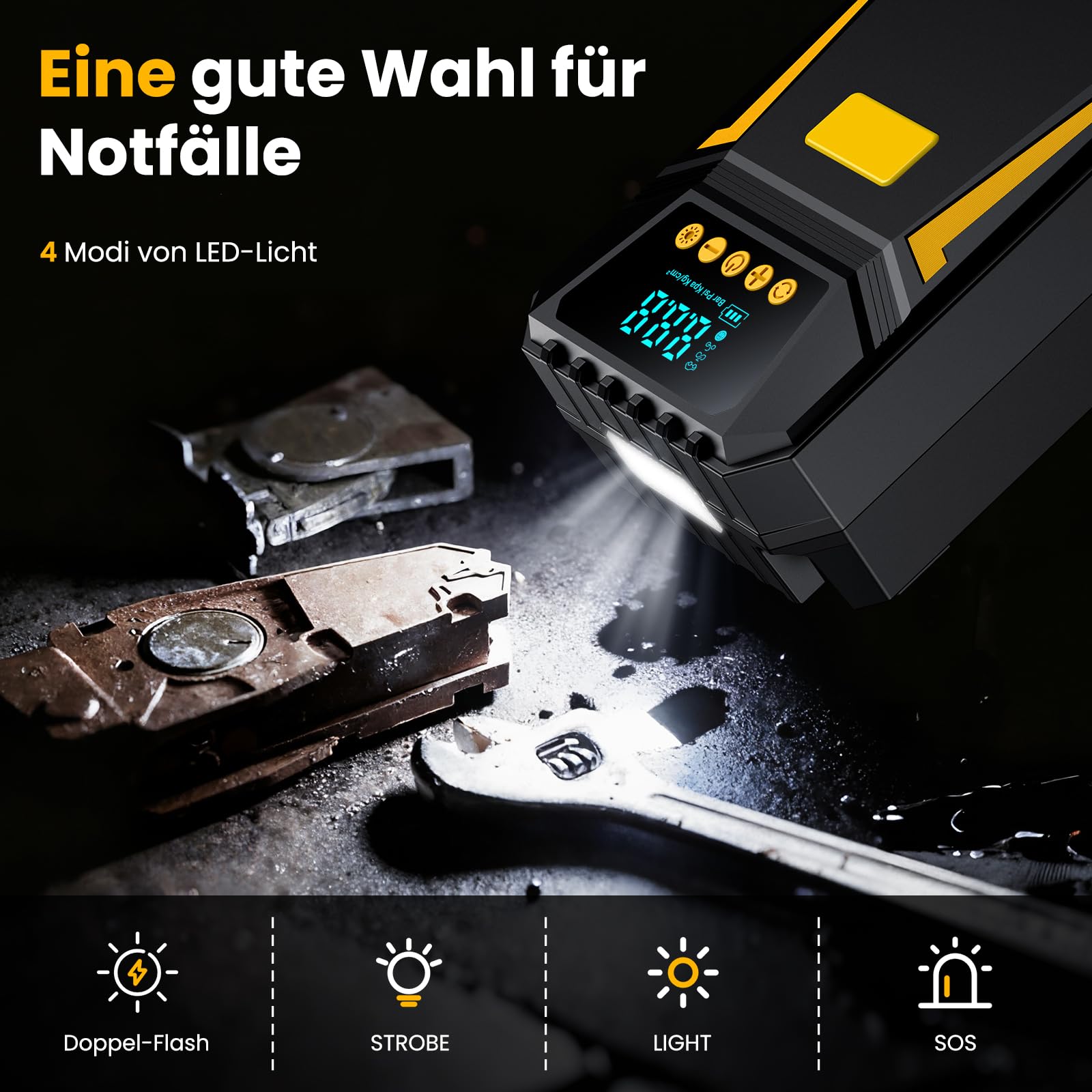 Kompressor Auto Autoreifen Pumpe – 12V DC Digitaler Luftkompressor mit präzisem Manometer, 10,3 Bar & automatischer Abschaltung. Ideal als Luftpumpe für Autos, Fahrräder und Bälle.