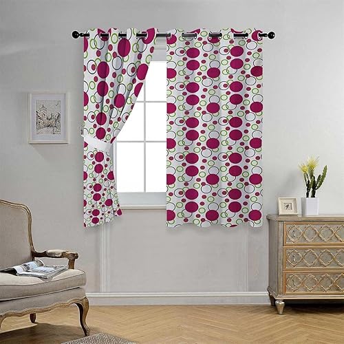 Miniatura 2 de Cortinas de enfriamiento rosa y verde para puerta, cortinas para Ventanas de Cuarto 85 pulgadas de ancho por 85 pulgadas de largo, 2 paneles