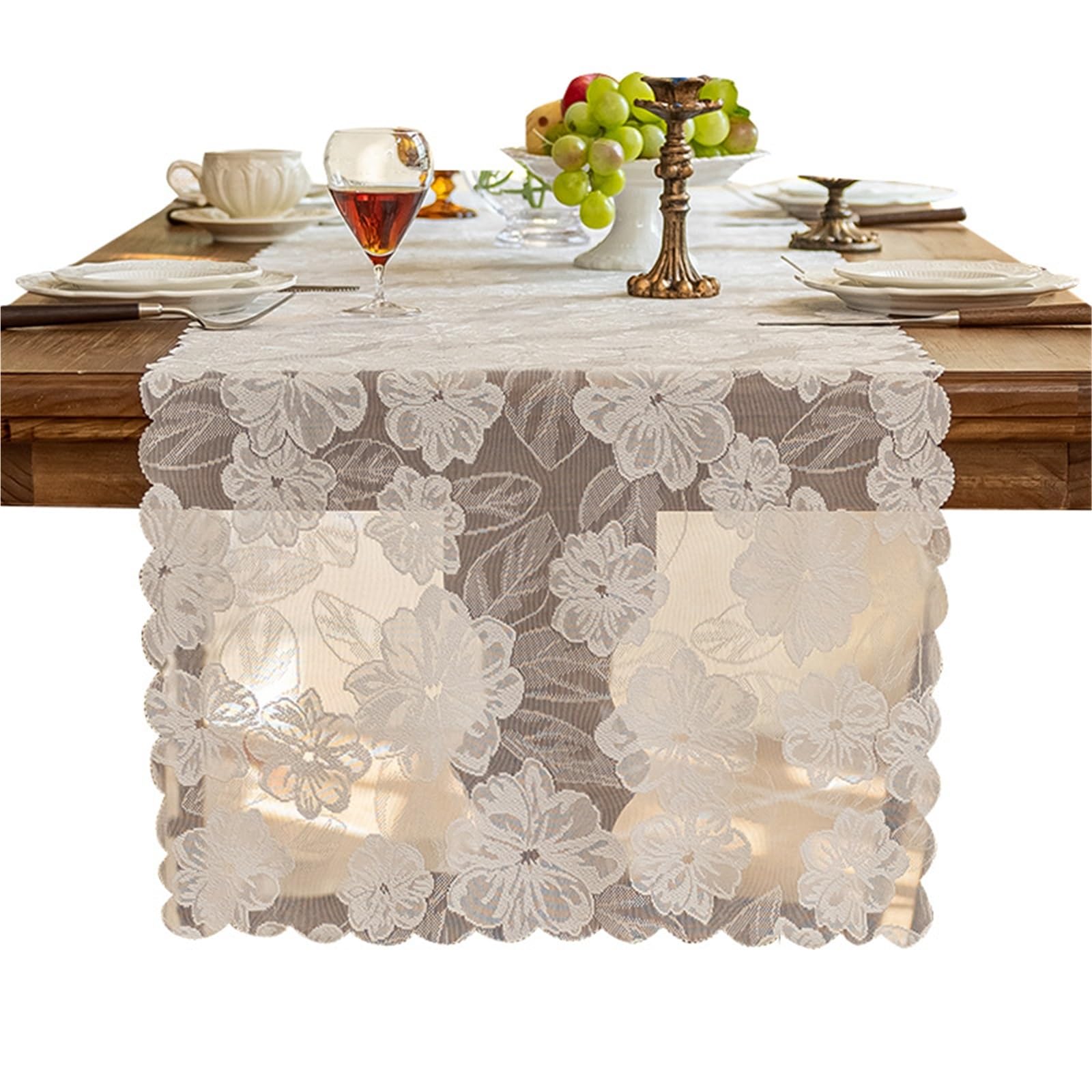 Table Runner Rectangular Lace Cloth Embroidery Table Runner Coffee Tablecloth Fireplace Cabinet Chest Of Drawers Bedside With Dust Cover Towel(45*180)